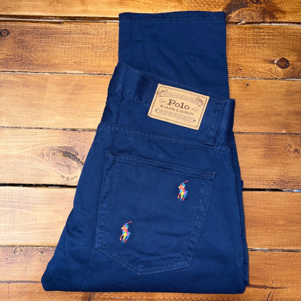 Polo Ralph Lauren Sullivan Slim Pants Mens 29x30 Blue Rainbow Pony Embroidered